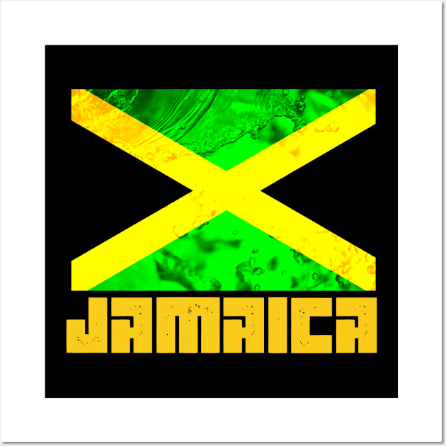 Jamaica Flag Jamaican Pride Gift Wall Art by Merchweaver